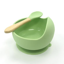 Load image into Gallery viewer, Baby Silicone Feeding Set Wooden Spoon Suction Bowl Baby Plate Kids Toddler Assist Tableware BPA Free High Quality Silicone