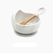 Load image into Gallery viewer, Baby Silicone Feeding Set Wooden Spoon Suction Bowl Baby Plate Kids Toddler Assist Tableware BPA Free High Quality Silicone