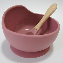 Load image into Gallery viewer, Baby Silicone Feeding Set Wooden Spoon Suction Bowl Baby Plate Kids Toddler Assist Tableware BPA Free High Quality Silicone