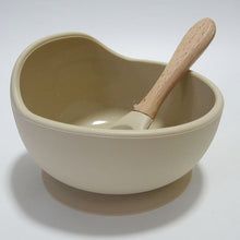 Load image into Gallery viewer, Baby Silicone Feeding Set Wooden Spoon Suction Bowl Baby Plate Kids Toddler Assist Tableware BPA Free High Quality Silicone