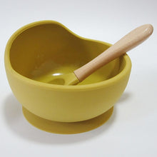 Load image into Gallery viewer, Baby Silicone Feeding Set Wooden Spoon Suction Bowl Baby Plate Kids Toddler Assist Tableware BPA Free High Quality Silicone